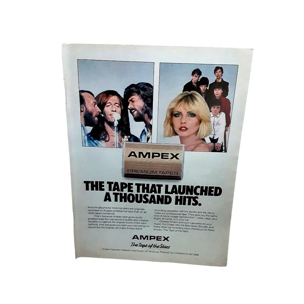 1981 Ampex Tape Blondie Debbie Harry Bee Gees Original Print Ad 80s